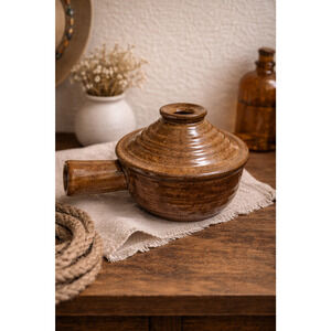 Vintage Brown Speckled Soup Crock